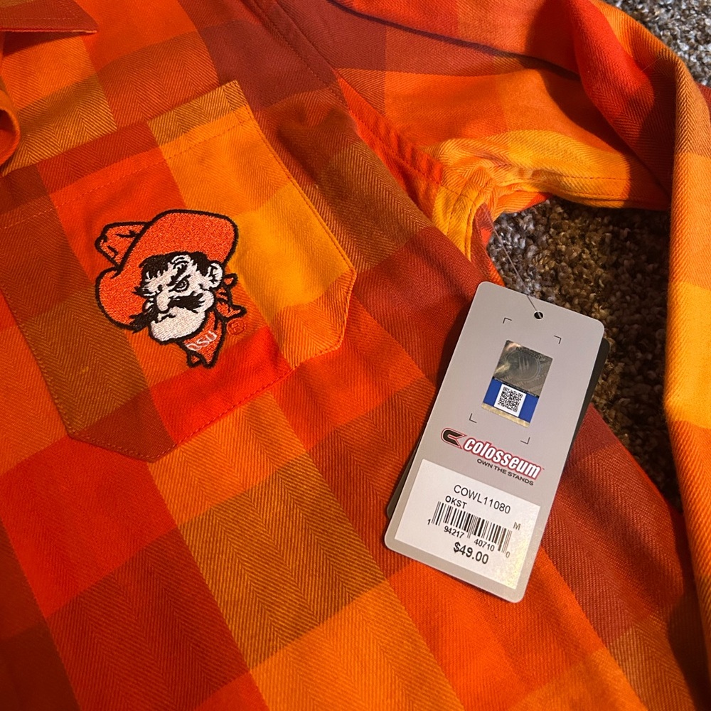 OSU Oklahoma State University Button Shirt Mens M NWT - Picture 3 of 4